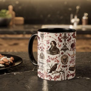 Gothic Raven Nevermore Mug Dark Academia Coffee Cup Poe Literature Halloween Gift Book Lover Birthday Present Spooky Reading Nook Bild 8