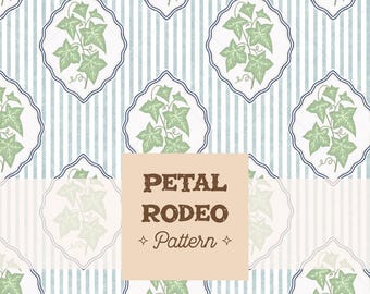 Preppy Stripes Ivy Leaves Seamless Repeating Pattern File | Cute Grandmillennial Soft Blue Green Baby Boy | Digital Download Sublimation PNG