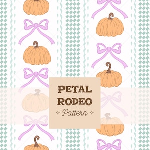 Pumpkins & Bows Stripes Seamless Repeating Pattern File | Cute Halloween Repeat Cozy cottagecore Pastel | Digital Download Sublimation PNG