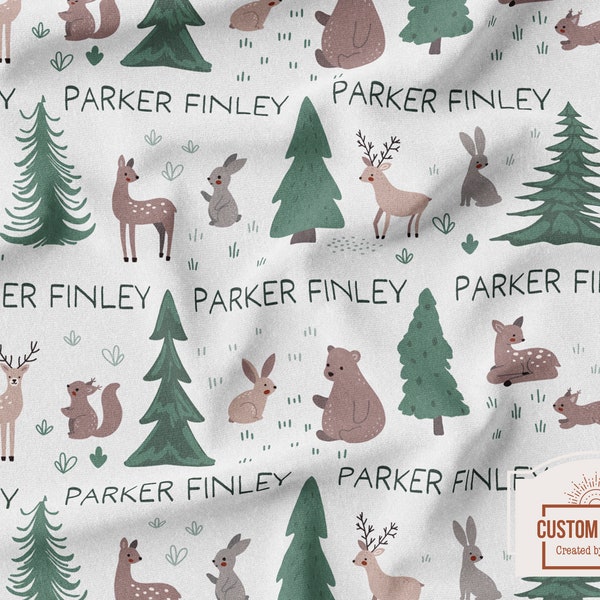 Woodland Baby Girl Fabric Etsy