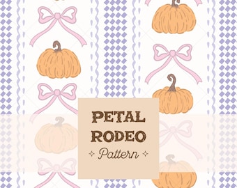 Pumpkins & Bows Stripes Seamless Repeating Pattern File | Cute Halloween Repeat Cozy cottagecore Pastel | Digital Download Sublimation PNG