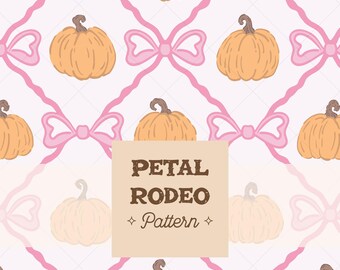 Pumpkins & Bows Trellis Seamless Repeating Pattern File | Cute Halloween Repeat Cozy Ribbons Grid Pastel | Digital Download Sublimation PNG
