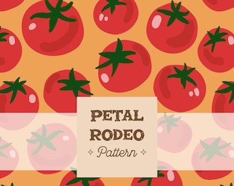 Cute Tomato Seamless Repeating Pattern File | Retro Kitchen Italian Girl Summer Vegetable Farm Fabric | Digital Download Sublimation PNG