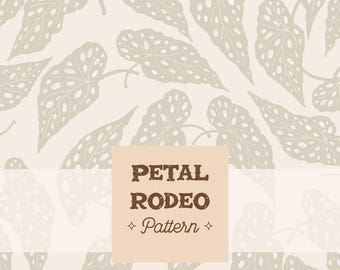 Neutral Beige Begonia Leaf Repeat Pattern: Boho Botanical Design (Digital Download) Sublimation PNG