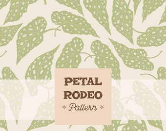 Neutral Boho Begonia Leaves Repeat Pattern | Beige Sage Green Plant Lover Minimalist Botanical | Digital Download Design Sublimation PNG