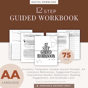 12 Step Journal | Guided Workbook | ALCOHOLICS ANONYMOUS | Addiction Sobriety Recovery | Step work Journal | Printable | Worksheets
