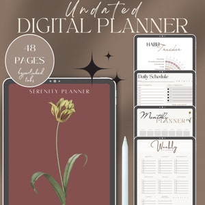 Pianificatore Goodnotes senza data, pianificatore digitale mensile, modello Goodnotes, pianificatore per iPad, diario digitale Pdf, cura di sé
