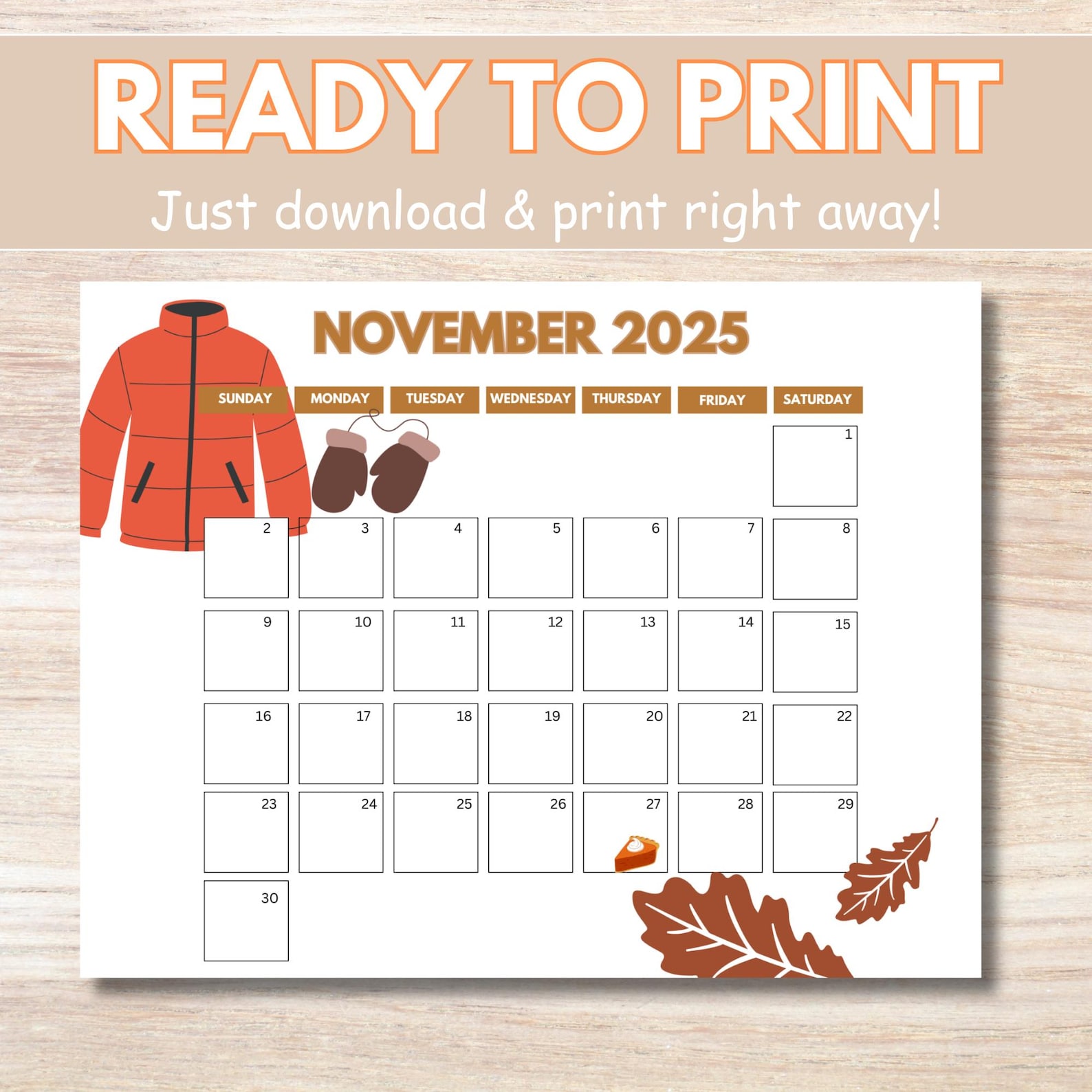 2025 Calendar Printable, Cute Kids Calendar 2025, Wall Calendar PDF