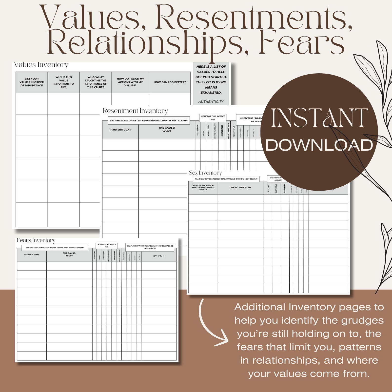 Self Help Worksheets | Worksheet Bundle| Habit Tracker | Inventory ...