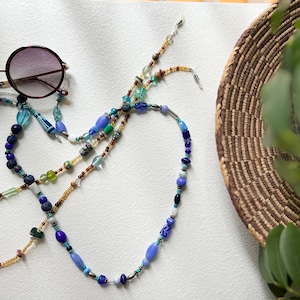Custom Hand-Beaded Sunglass Chain: reading glass chain, unique Xmas gift