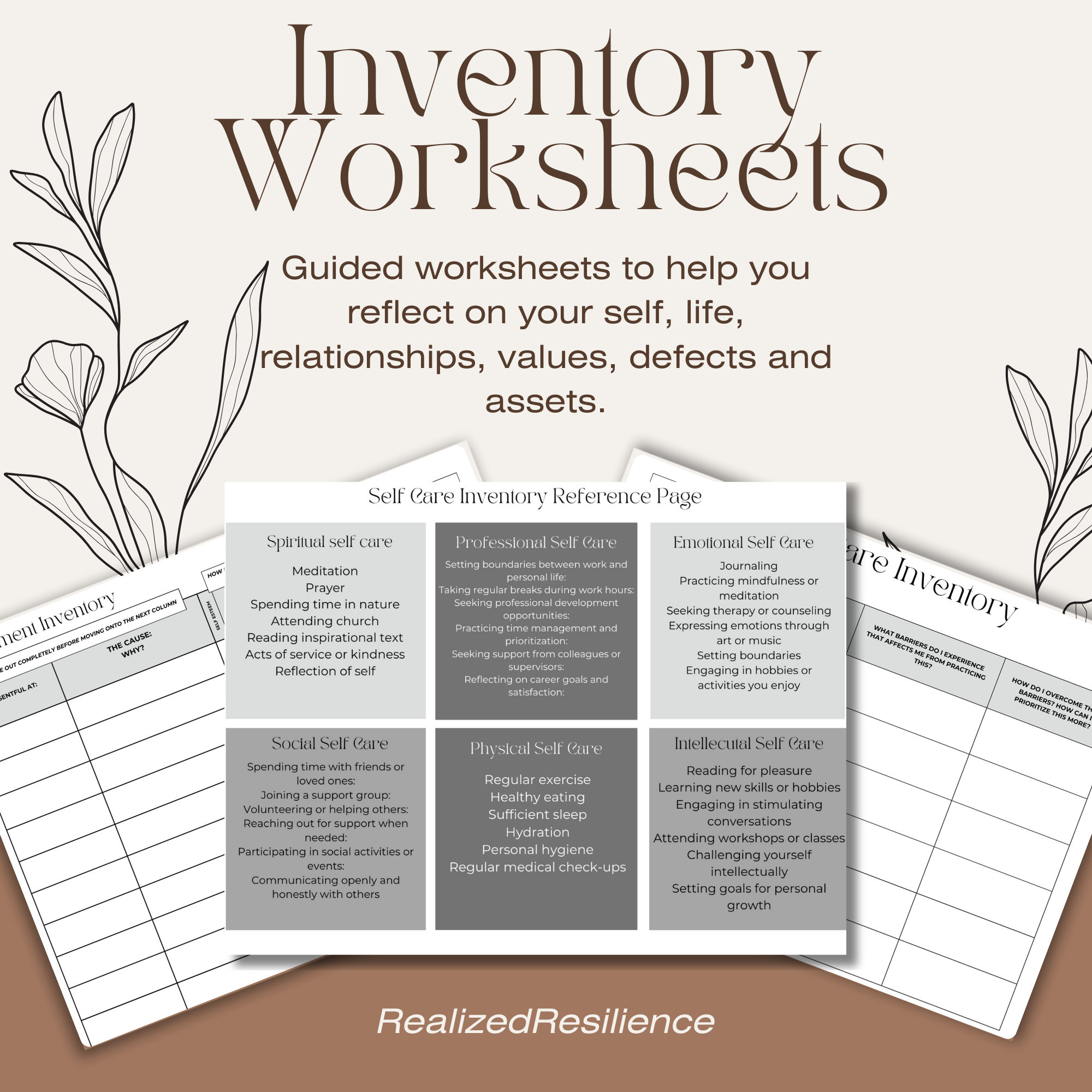 Self Help Worksheets | Worksheet Bundle| Habit Tracker | Inventory ...