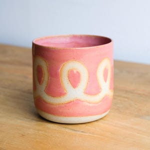 Handmade Raspberry Pink Ceramic Tumbler: Swirl Pottery Cup