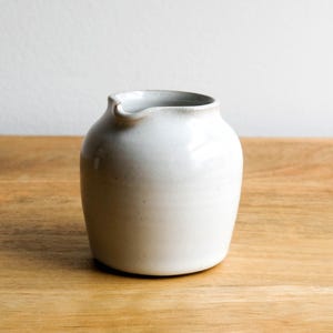 Handmade Ceramic Creamer: White Stoneware Milk Jug, Artisan Pottery