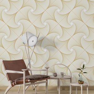 Goldweiße Tapete für Wohnzimmer Gold Geometrische Tapete Muster-Tapete Schlafzimmer Benutzerdefinierte Wand-Druck-Goldformen abziehen und aufkleben