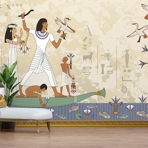 Ancient Egypt Wallpaper For Living Room Ancient Painting Wallpaper Bedroom Custom Wall Print Egyptian Mural Peel And Stick Boho Wallpaper