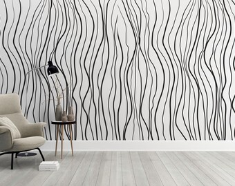 Abstract Wallpaper For Living Room Lines Wallpaper Wallpaper Custom Wall Print Black Lines Geometric Peel And Stick
