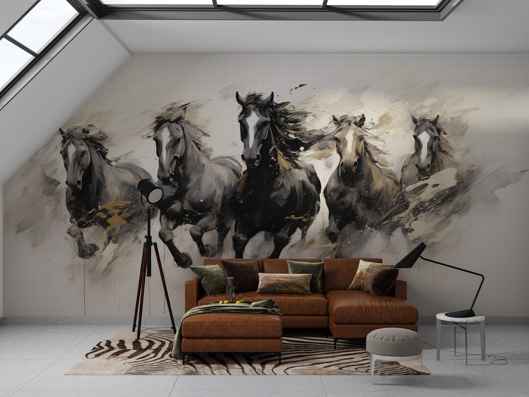 Horse Wallpaper for Living Room Oil Painting Wallpaper Bedroom Custom ...