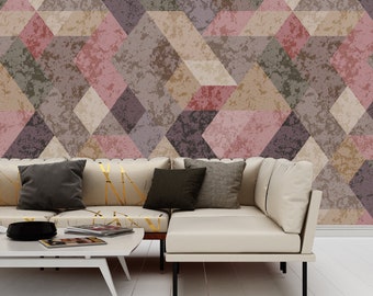 Pastell Tapete Für Wohnzimmer Geometrisches Muster Tapete Rosa Wandbild Schlafzimmer Benutzerdefinierte Wandbild Mosaik-Tapete Schälen und Stick Vollwandbild