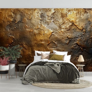 Metall Tapete Für Wohnzimmer Gold Metall Tapete Kupfer Schlafzimmer Benutzerdefinierte Wanddruck Bronze Rustikaler Look Wanddekor Alter Look Vollwandbild