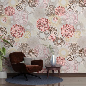 Red Dots Wallpaper For Living Room Ornament Wallpaper Pattern Bedroom Custom Wall Print Abstract Shapes Pink Circle Wallpaper Peel And Stick