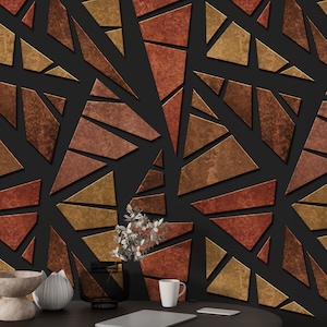 Metall Tapete Für Wohnzimmer Dreieck-Muster-Tapete Schlafzimmer Benutzerdefinierte Wand-Druck-Mosaik-Tapete Geometrische Tapete Schälen und Kleben