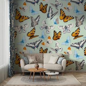 Butterflies Wallpaper For Livingroom Nature Pastel Butterfly Wallpaper Bedroom Pattern Wallpaper Custom Peel And Stick Light Wallpaper