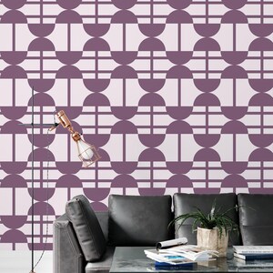Purple Pastel Shapes Wallpaper For Living Room Circles Pattern Wallpaper Bedroom Abstract Wallpaper Custom Wall Print Modern Peel and Stick