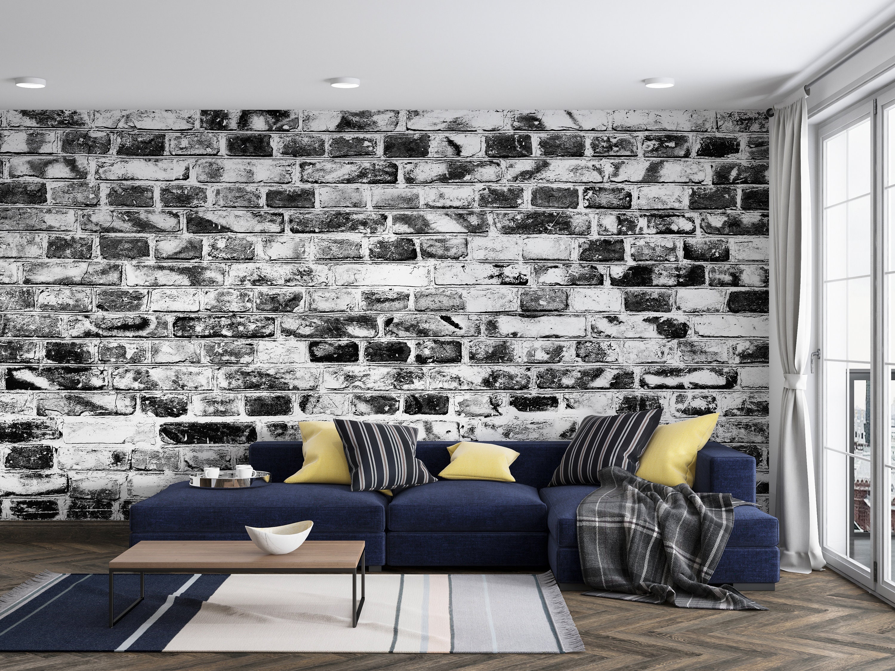 Brick Wallpaper for Living Room Stone Pattern Wallpaper Black Pattern ...