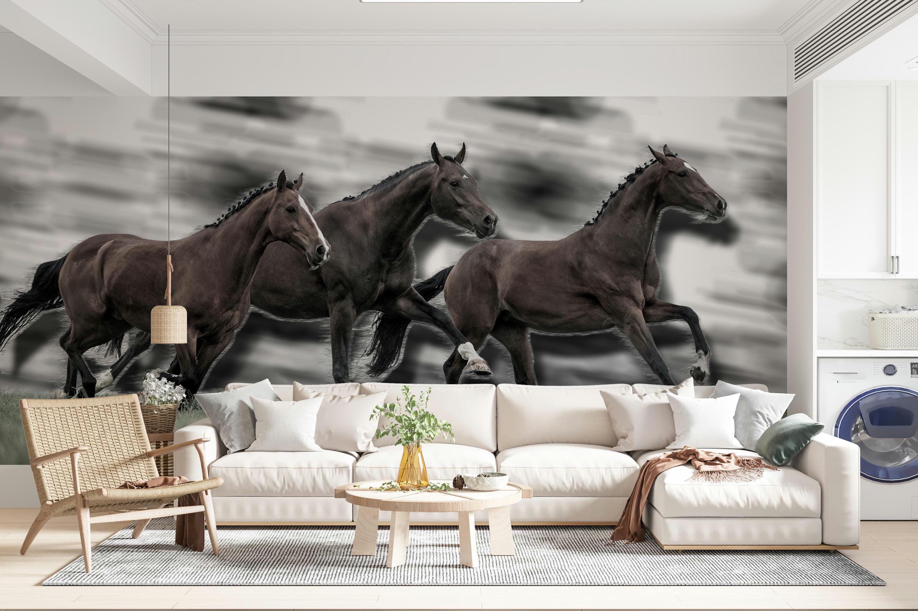 Horses Wallpaper for Living Room Horse Wallpaper Black Horses Bedroom ...