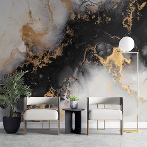 Schwarzer Marmor Tapete Für Wohnzimmer Gold Marmor Tapete Stein Schlafzimmer Benutzerdefinierte Wandbild Schwarz-Gold-Druck Schälen und Aufkleben