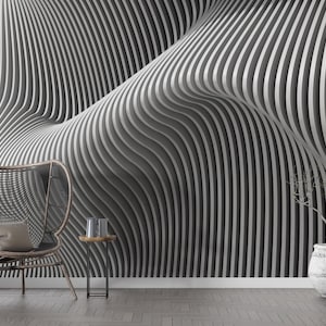 Dimensional Wallpaper For Wohnzimmer 3D Look Wallpaper Grau Büro Tapete Individueller Wanddruck Schlichtes Schälen und Aufkleben Modern Geometrisch