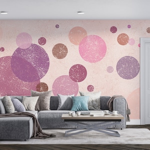 Lila Kreise Tapete Für Wohnzimmer Pastell Tapete Geometrisches Schlafzimmer Benutzerdefinierte Wand-Druck-Pastell-Formen-Tapete Schälen und Stock-Wandbild