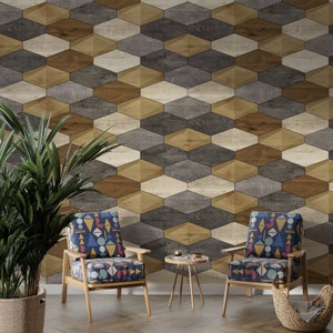 Wooden Wallpaper For Living Room Geometric Wood Pattern Wallpaper Bedroom Custom Wall Print Wood Look Wallpaper Peel And Stick Full Mural