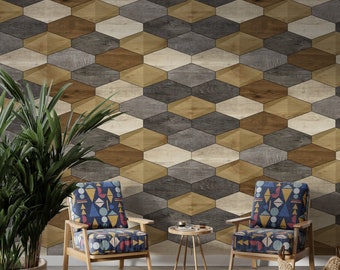 Wooden Wallpaper For Living Room Geometric Wood Pattern Wallpaper Bedroom Custom Wall Print Wood Look Wallpaper Peel And Stick Full Mural