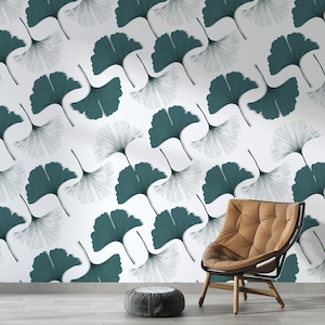 Ginkgo Leaves Wallpaper For Living Room Pastel Turquoise Flowers Bedroom Custom Wall Print Light Leaf Pattern Wallpaper White Peel And Stick