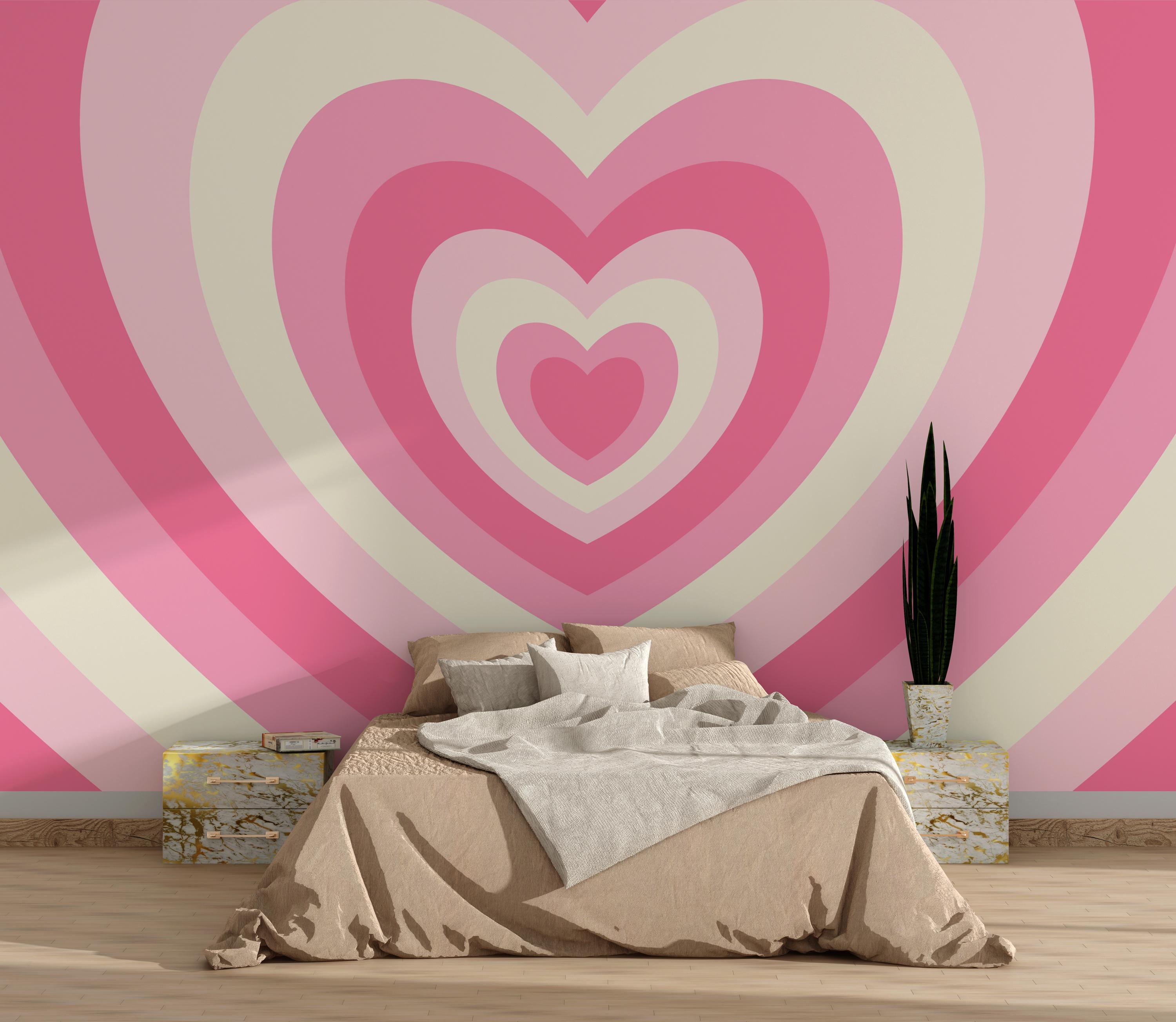 Pink Hearts Wallpaper for Kids Room Colorful Wallpaper Girls Nursery ...