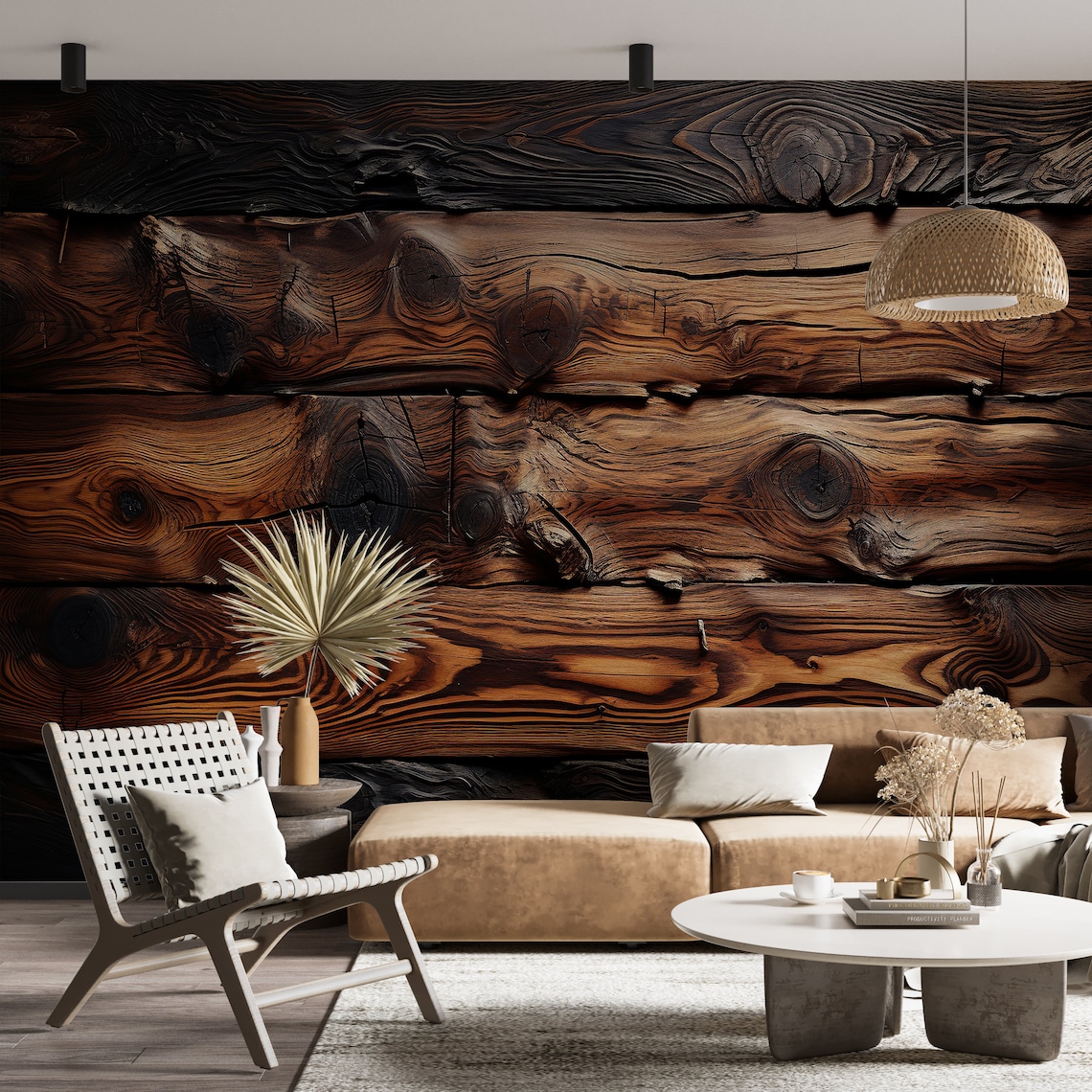 Wooden Wallpaper for Living Room Wood Tiles Wallpaper Brown Bedroom ...