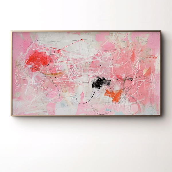 Frame TV Pink Modern Art Aesthetic | Digital Art for Samsung Frame TV or Monitor 16:9 | Contemporary Art Download