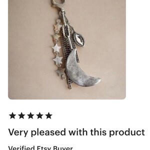 Moon Jewelry Clear Quartz Crystal Keychain Silver Purse Charm Jewelry Waning Crescent Moon Bag Accessory Charm Silver Jewelry Moon Lover image 10
