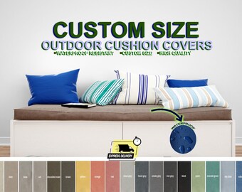 Custom Outdoor Water Resist Patio Pillow Covers, Garden Patio Cushion Covers, Outdoor Bench Pillow Covers, Waterproof Custom Cover(53 Color)