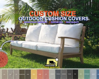 Outdoor Water Resist Patio Pillow Covers, Custom Garden Patio Cushion Covers, Outdoor Bench Pillow Covers, Custom Cushion Covers (53 Color)