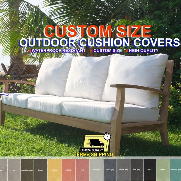 Outdoor Water Resist Patio Pillow Covers, Custom Garden Patio Cushion Covers, Outdoor Bench Pillow Covers, Custom Cushion Covers (53 Color)
