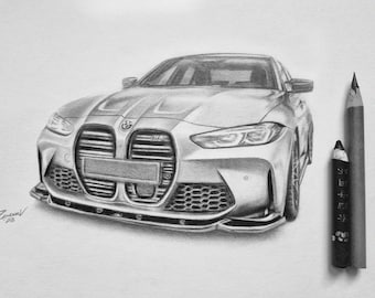 BMW M3 G80 Graphite Drawing on paper