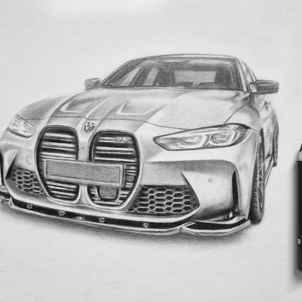 BMW M3 G80 Graphite Drawing on paper