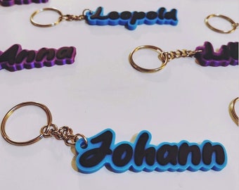 Personalized keychain with name | Name tag | 3D printing | Two-tone | Desired color | Gift | birthday | Children | School