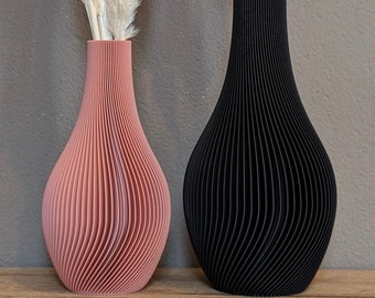 2er Set Vase Lunar | Dekovase 3D | Blumenvase | Trockenblumen | modernes Design | Rillen | Dekoration | Pampasgras | Eukalyptus | Bouquet |