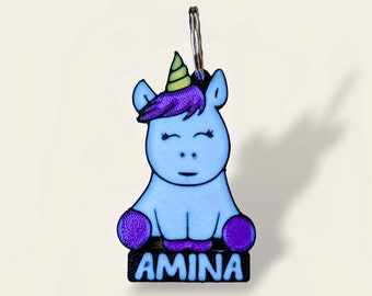 Personalized unicorn keychain with name | Unicorn pendant | Name tag | Children | School | Kindergarten | Birthday | 3D