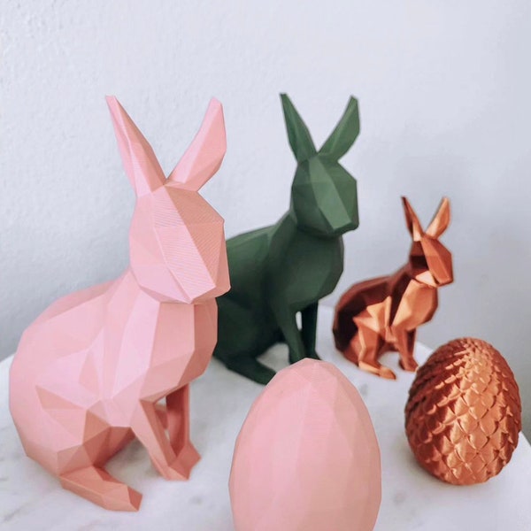 Deko Hase | Osterdeko | Osterhase | Dekoartikel l Statue | Low Poly | Figur | Tierfigur | 3D Druck | Ostergeschenk | Frühling | Muttertag