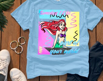 Camiseta gráfica DTF de sirena de los 80