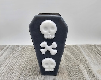 Skull & Crossbones Coffin Trinket Box: Fused Glass Gothic Decor